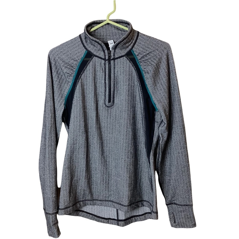 American Eagle Active Long Sleeve 1/4 Zip Shirt Womens L Gray Mesh Running